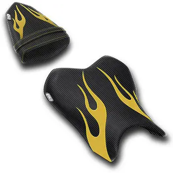 Luimoto Flame Edition Seat Cover '06-'07 Yamaha Yzf-R6 - Cf Black/Deep Yellow 3