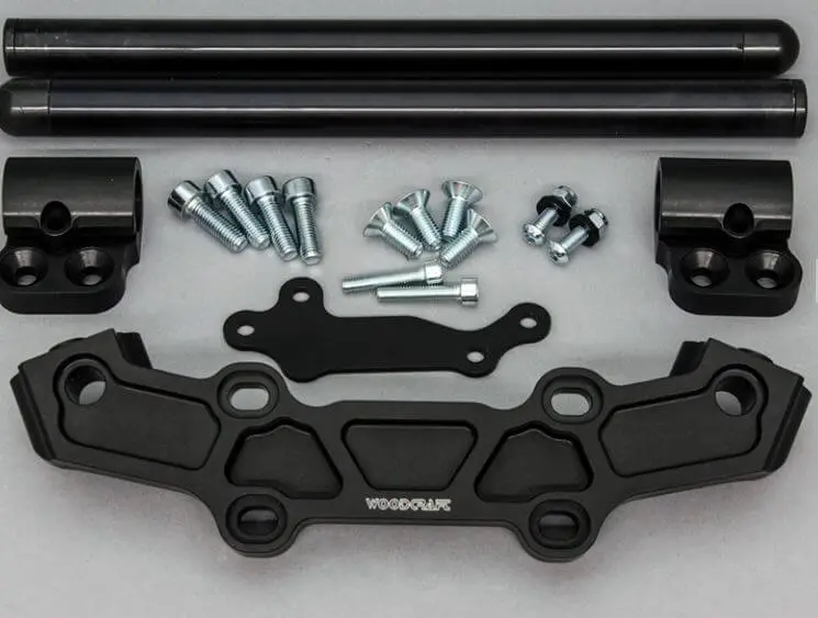 Woodcraft Clip-On Adapter Plate Riser Set W.Standard Black Bar For 14-16 Yamaha Fz09/Mt09, 16-21 Xsr900 1