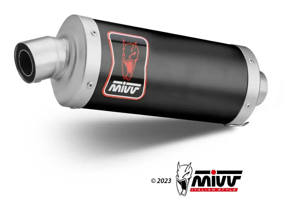 Mivv Dakar Black Stainless Steel Slip-On Exhaust '21-'23 Triumph Tiger 1200 1