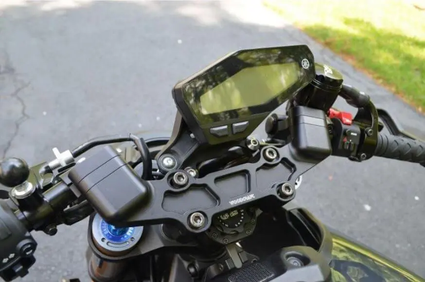 Woodcraft Clip-On Adapter Plate Riser Set W.Standard Black Bar For 14-16 Yamaha Fz09/Mt09, 16-21 Xsr900 3