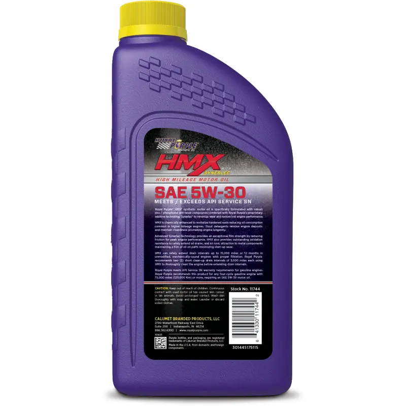 Royal Purple Hmx Premium Synthetic High Mileage 5W30 Motor Oil - 1 Quart 2