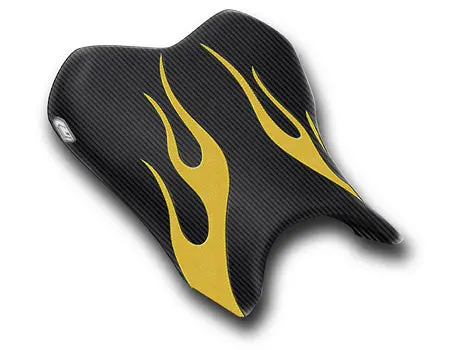 Luimoto Flame Edition Seat Cover '06-'07 Yamaha Yzf-R6 - Cf Black/Deep Yellow 2
