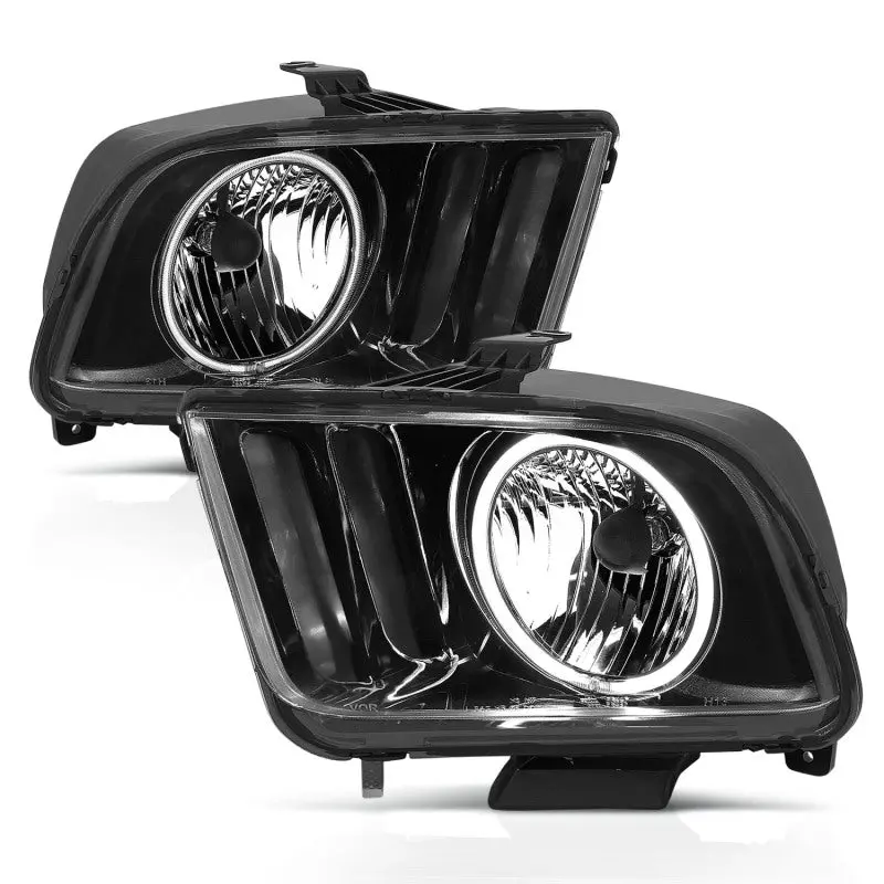 Anzo 2005-2009 Ford Mustang Crystal Headlights W/ Halo Black (Ccfl) 1