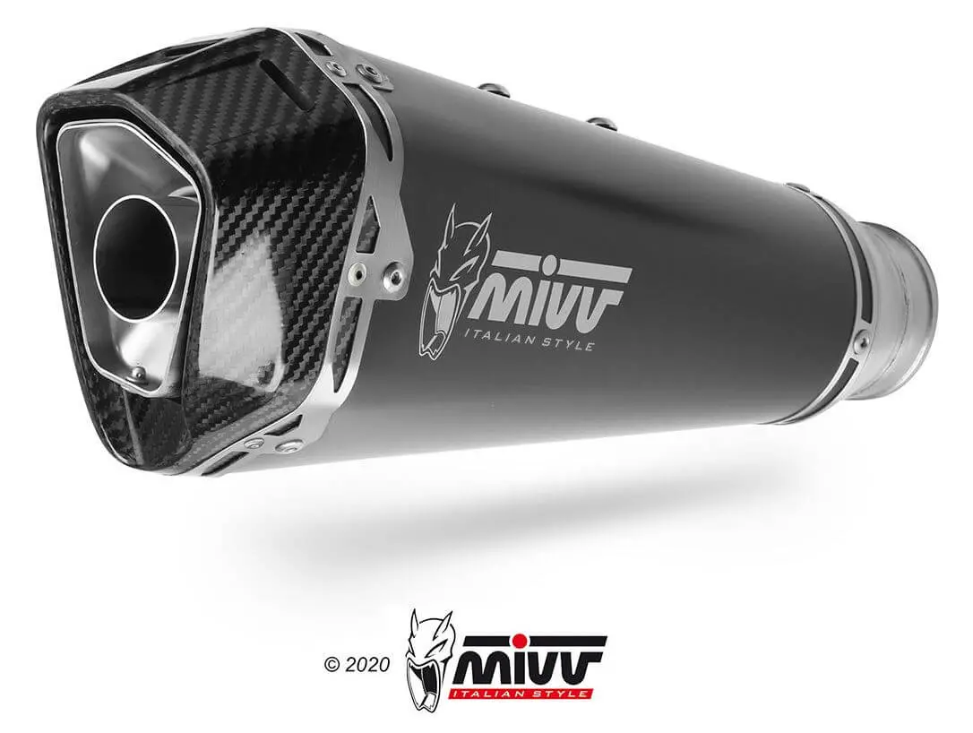 Mivv Delta Race Black Stainless Steel Slip-On Exhaust '17-'21 Ducati Monster 1200 1