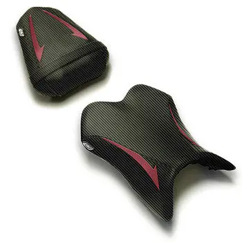 Luimoto Raven Seat Covers '07-'08 Yamaha Yzf R1 - Cf Black/Deep Red 1