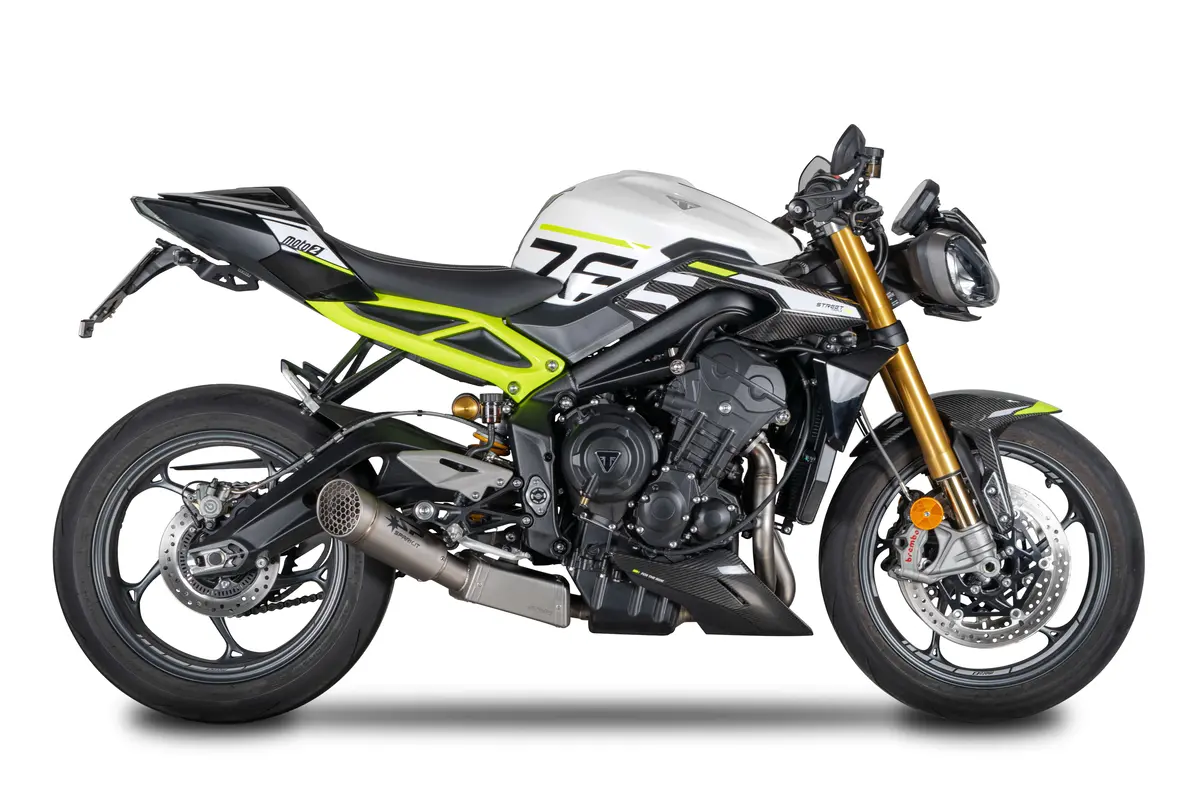 Triumph Street Triple 765R/Rs & Moto 2 Edition 2023 Spark Complete Euro5 Kit With Low Passage + Grid-O: Stainless Steel Manifolds + Pre-Silencer Box And Catalyst 1