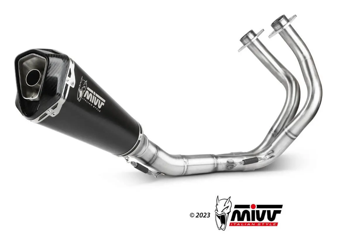 Mivv Delta Race Black Stainless Steel Full System Exhaust '17-'23 Kawasaki Ninja 650/Z650 1