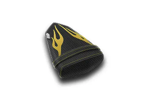 Luimoto Flame Edition Seat Cover '06-'07 Yamaha Yzf-R6 - Cf Black/Deep Yellow 3