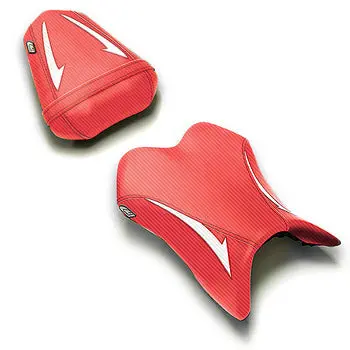 Luimoto Raven Seat Covers '07-'08 Yamaha Yzf R1 - Cf Red/Cf White 1