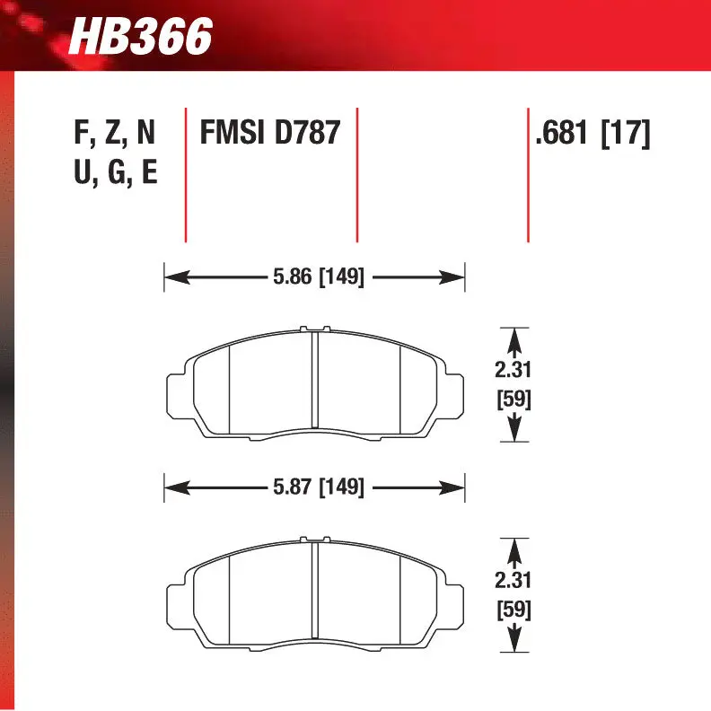 Hawk Hb366z.681 Performance Pad - Ceramic Street Pad 1
