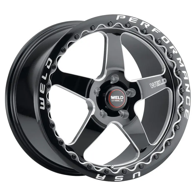 15X10 Weld Ventura Bead Lock Gloss Black W/Milled Spoke 5X120.65 Et+50 Bs7.50 1